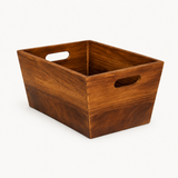 Reusable wooden crate foundation for a custom gift basket